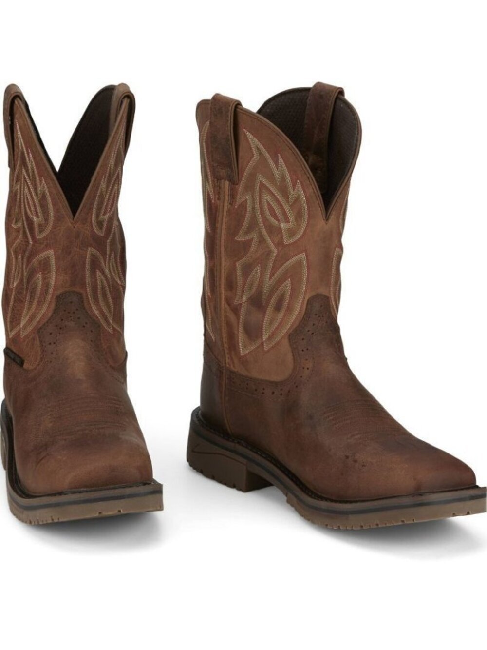 Justin Men's Waterproof 11" Square Nano Composite Toe Wolfe Boot Russet Brown Wa